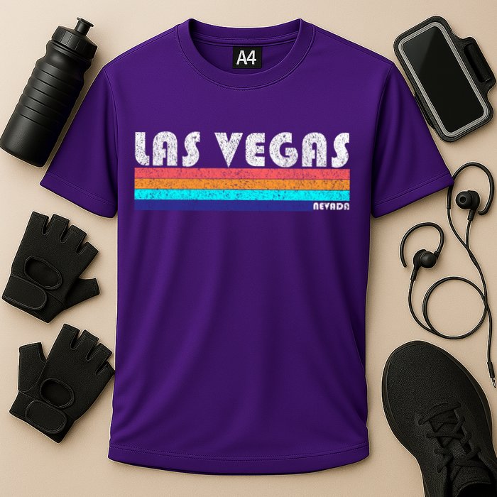 Vintage Las Vegas Nevada Stripe Logo Cooling Performance Crew T-Shirt