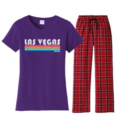 Vintage Las Vegas Nevada Stripe Logo Women's Flannel Pajama Set