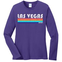 Vintage Las Vegas Nevada Stripe Logo Ladies Long Sleeve Shirt