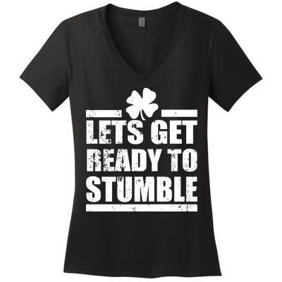 Vintage Let's Get Ready To Stumble Irish Women's V-Neck T-Shirt