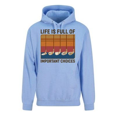 Vintage Life Is Full Of Important Choices Golfing Unisex Surf Hoodie