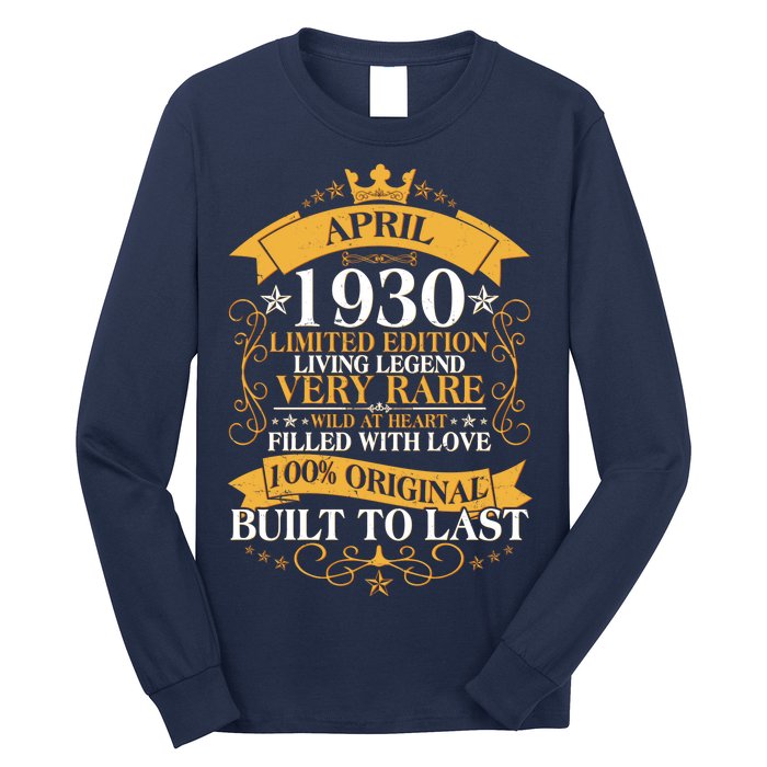 Vintage Limited Edition April 1930 Birthday Long Sleeve Shirt