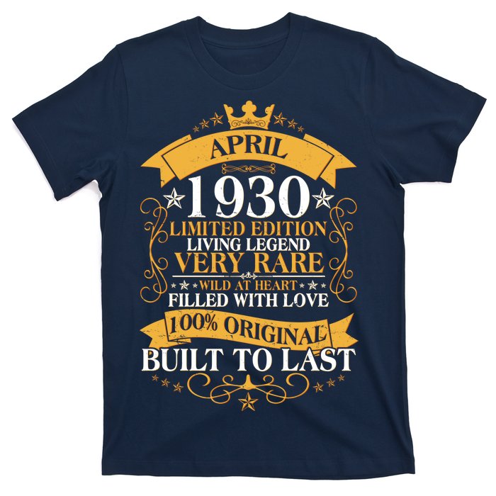 Vintage Limited Edition April 1930 Birthday T-Shirt