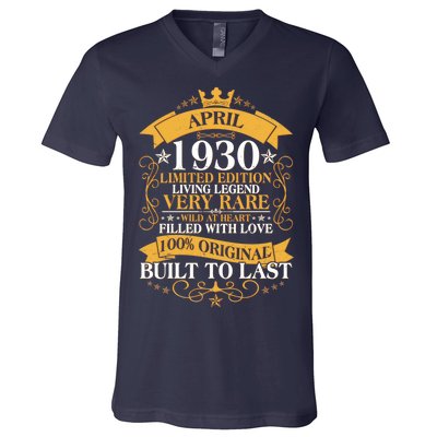 Vintage Limited Edition April 1930 Birthday V-Neck T-Shirt