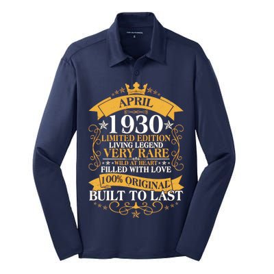 Vintage Limited Edition April 1930 Birthday Silk Touch Performance Long Sleeve Polo