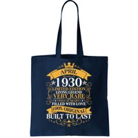 Vintage Limited Edition April 1930 Birthday Tote Bag