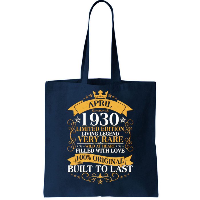 Vintage Limited Edition April 1930 Birthday Tote Bag