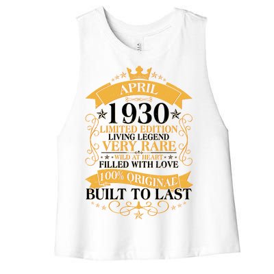 Vintage Limited Edition April 1930 Birthday Women's Racerback Cropped Tank