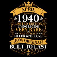 Vintage Limited Edition April 1940 Birthday Sweatshirt
