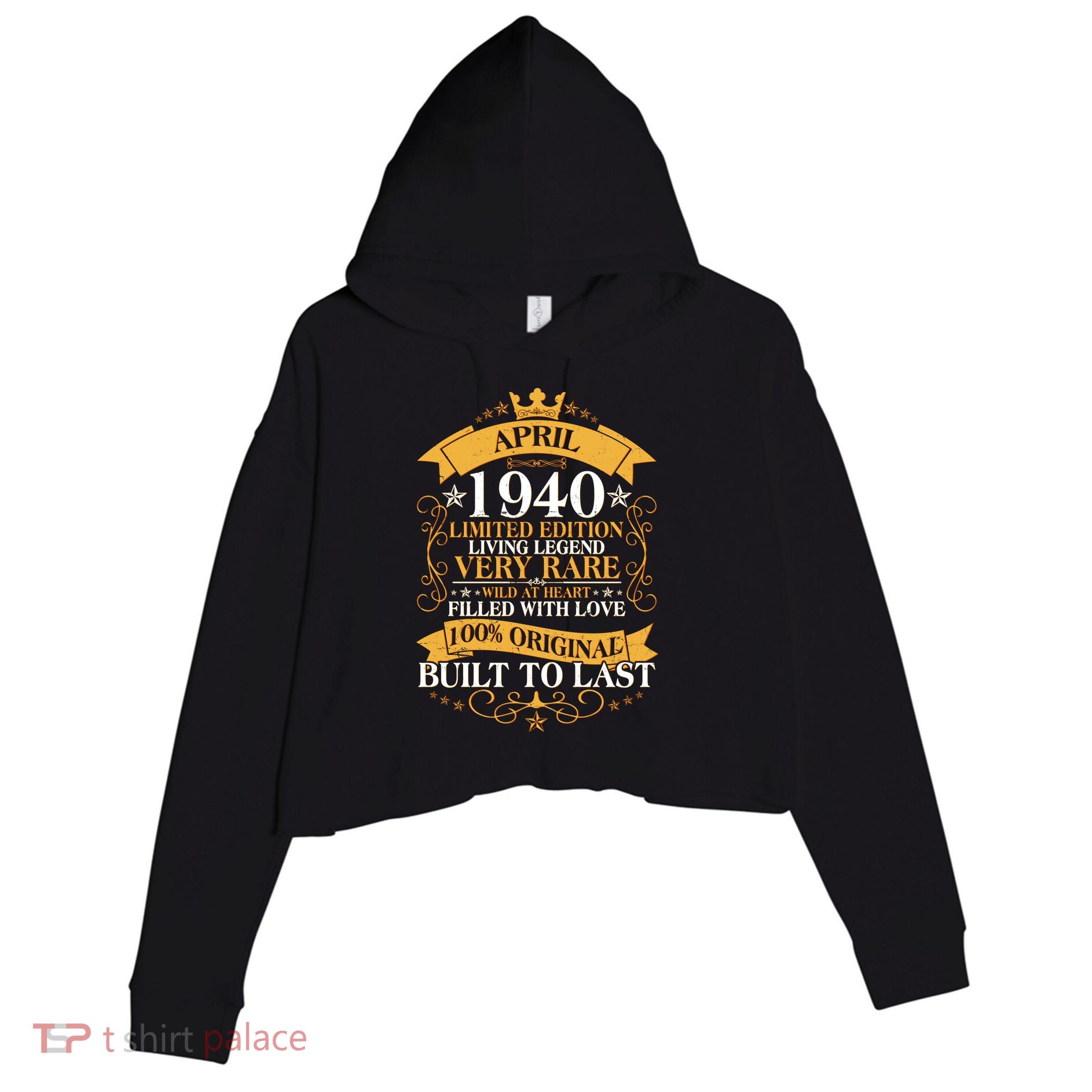 Vintage Limited Edition April 1940 Birthday Crop Fleece Hoodie