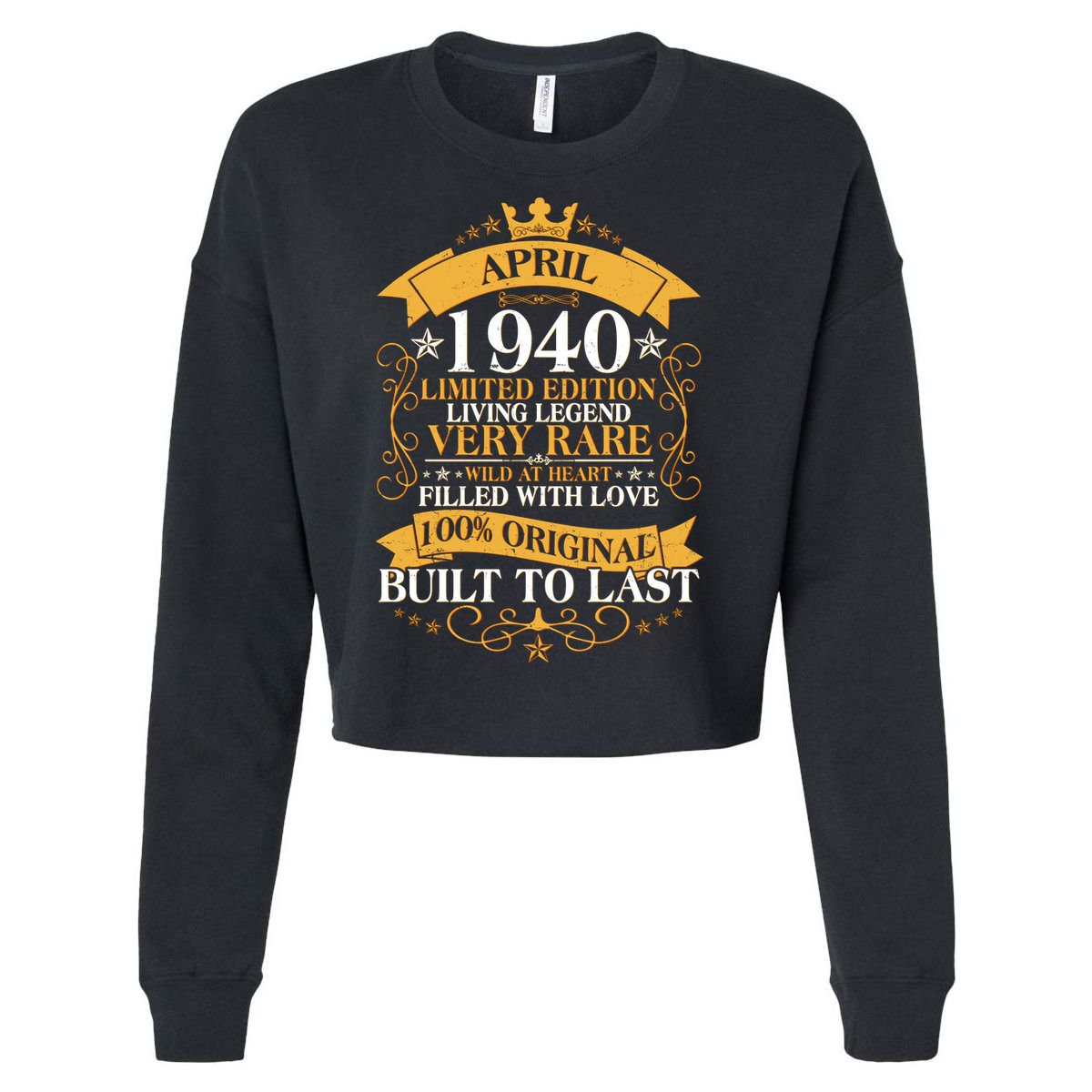Vintage Limited Edition April 1940 Birthday Cropped Pullover Crew
