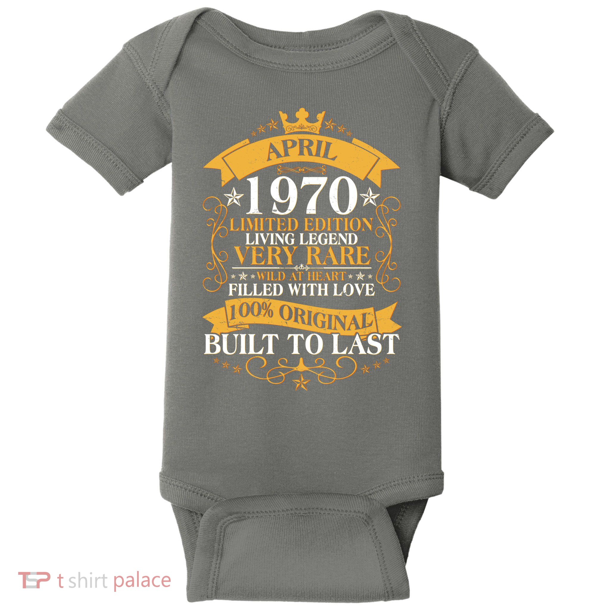Vintage Limited Edition April 1970 Birthday Baby Bodysuit