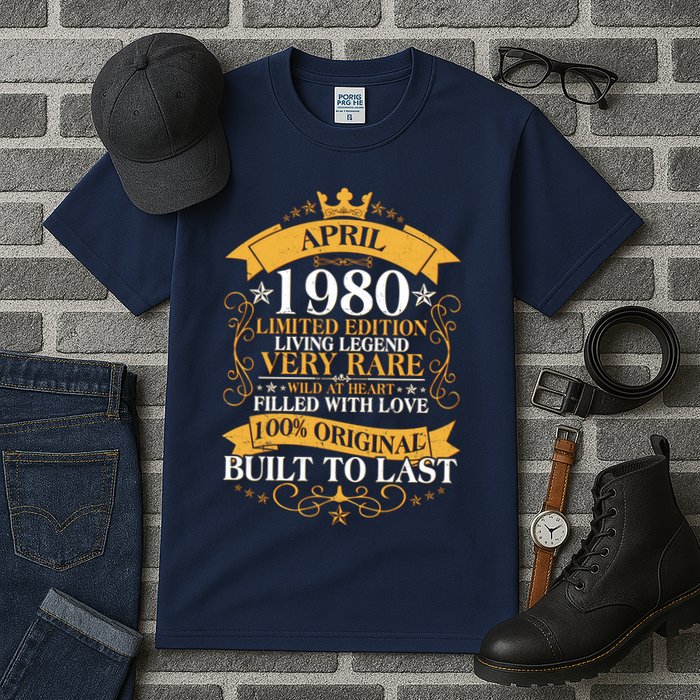  Vintage Limited Edition April 1980 Birthday Tall T-Shirt
