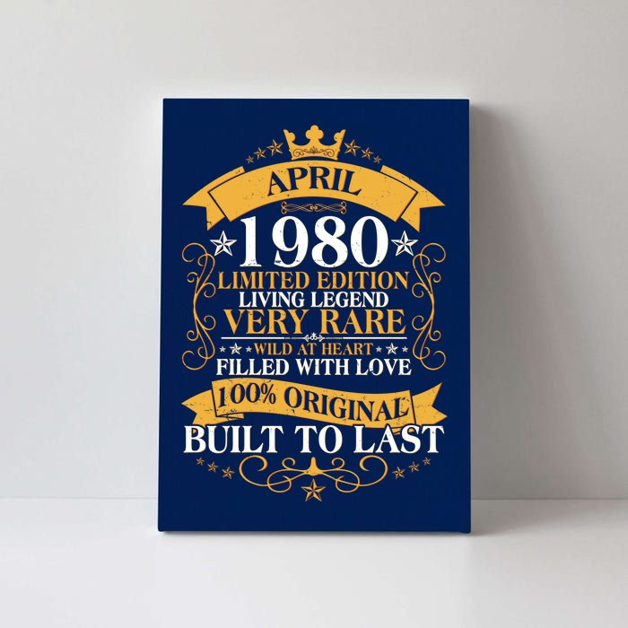  Vintage Limited Edition April 1980 Birthday Canvas