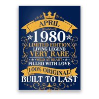  Vintage Limited Edition April 1980 Birthday Poster