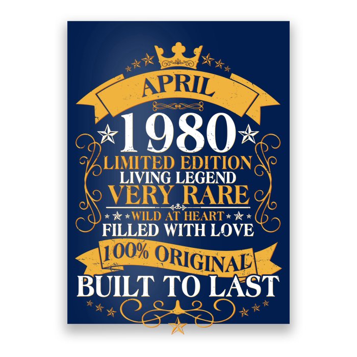  Vintage Limited Edition April 1980 Birthday Poster