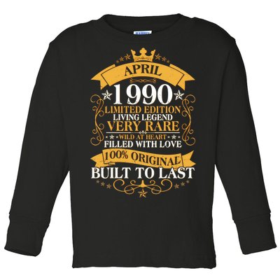 Vintage Limited Edition April 1990 Birthday Toddler Long Sleeve Shirt