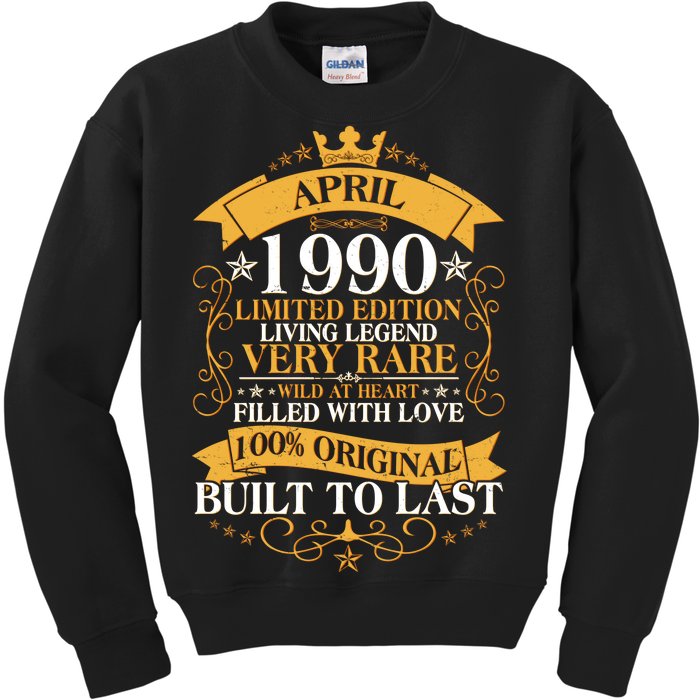 Vintage Limited Edition April 1990 Birthday Kids Sweatshirt