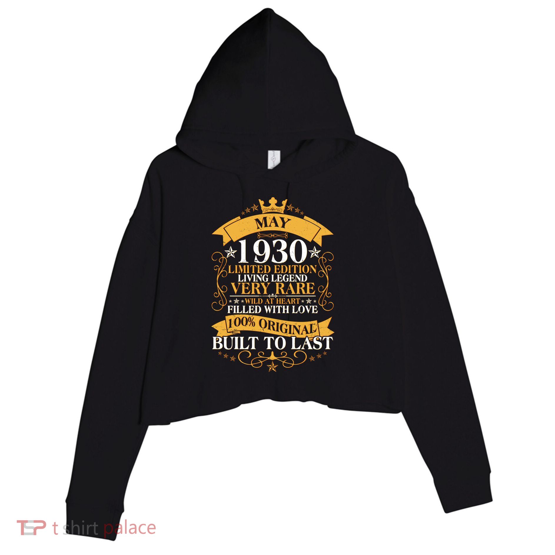 Vintage Limited Edition May 1930 Birthday Crop Fleece Hoodie