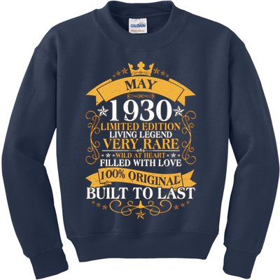Vintage Limited Edition May 1930 Birthday Kids Sweatshirt