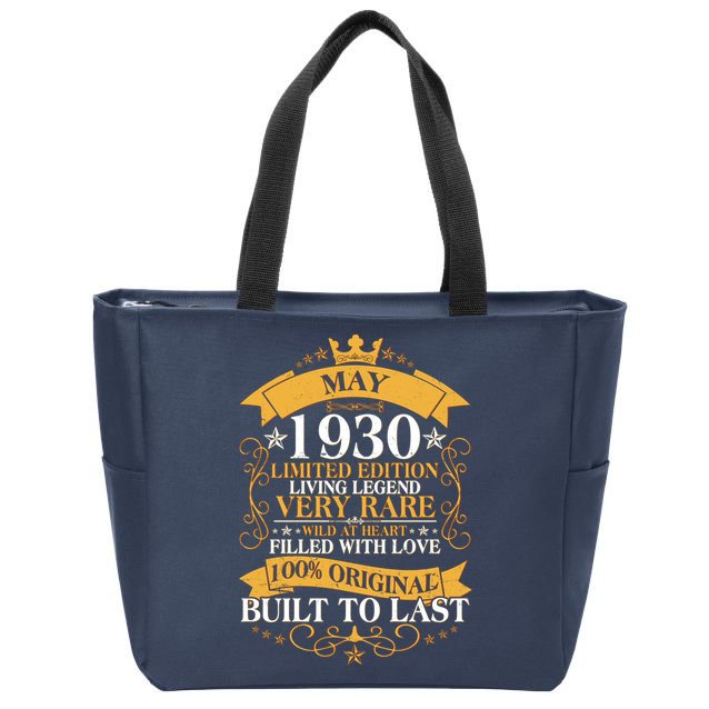 Vintage Limited Edition May 1930 Birthday Zip Tote Bag