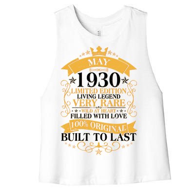 Vintage Limited Edition May 1930 Birthday Women's Racerback Cropped Tank