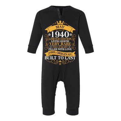  Vintage Limited Edition May 1940 Birthday Infant Fleece One Piece