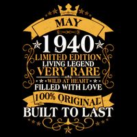  Vintage Limited Edition May 1940 Birthday Sweatshirt