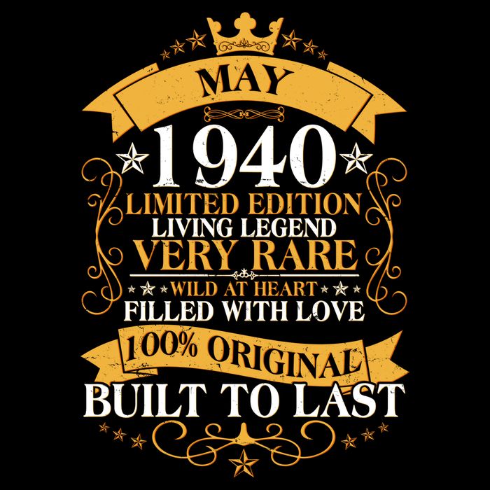  Vintage Limited Edition May 1940 Birthday Sweatshirt