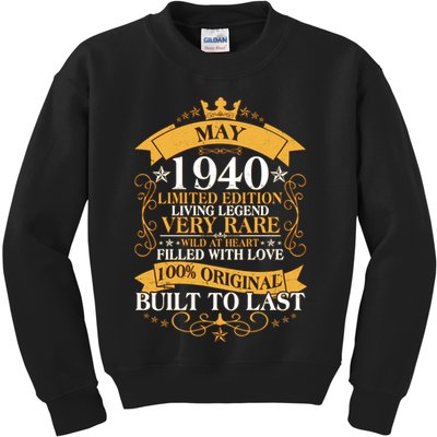  Vintage Limited Edition May 1940 Birthday Kids Sweatshirt