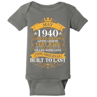  Vintage Limited Edition May 1940 Birthday Baby Bodysuit