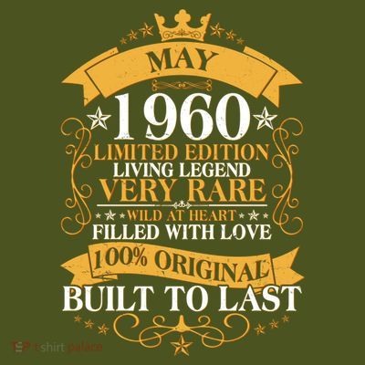 Vintage Limited Edition May 1960 Birthday T-Shirt