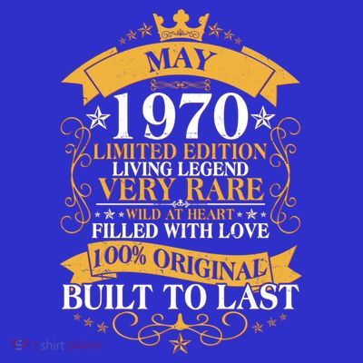 Vintage Limited Edition May 1970 Birthday T-Shirt