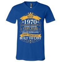 Vintage Limited Edition May 1970 Birthday V-Neck T-Shirt