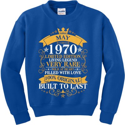 Vintage Limited Edition May 1970 Birthday Kids Sweatshirt