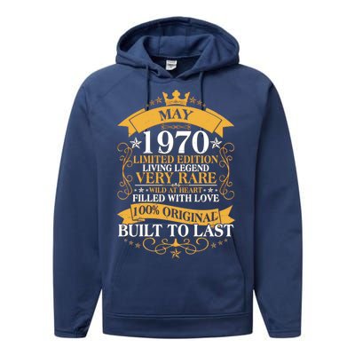 Vintage Limited Edition May 1970 Birthday Performance Fleece Hoodie