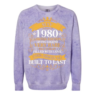 Vintage Limited Edition May 1980 Birthday Colorblast Crewneck Sweatshirt