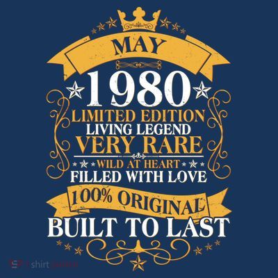 Vintage Limited Edition May 1980 Birthday T-Shirt