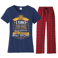 Vintage Limited Edition May 1980 Birthday Women's Flannel Pajama Set