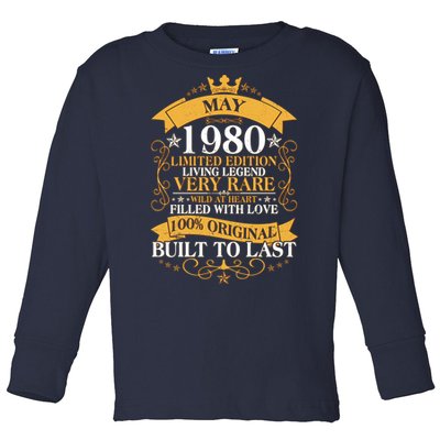 Vintage Limited Edition May 1980 Birthday Toddler Long Sleeve Shirt