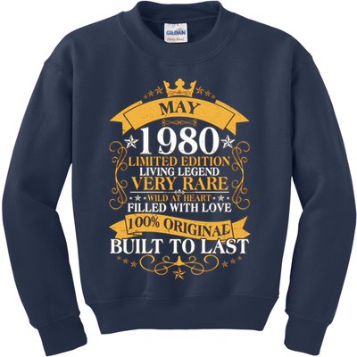 Vintage Limited Edition May 1980 Birthday Kids Sweatshirt