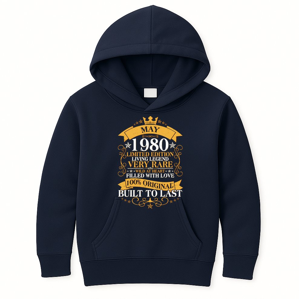 Vintage Limited Edition May 1980 Birthday Kids Hoodie