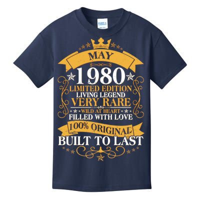 Vintage Limited Edition May 1980 Birthday Kids T-Shirt