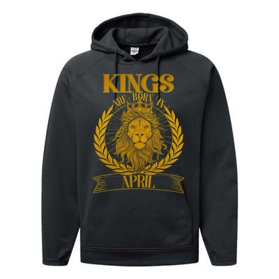 Vintage Lion Kings Are Born In April Performance Fleece Hoodie