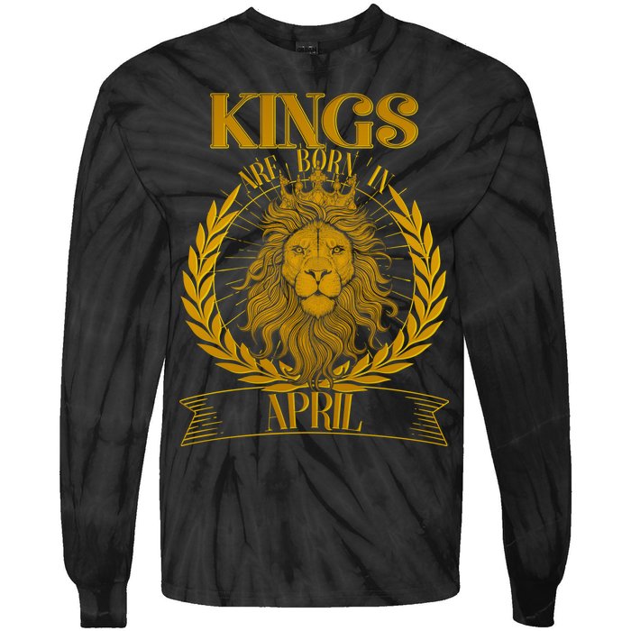 Vintage Lion Kings Are Born In April Tie-Dye Long Sleeve Shirt