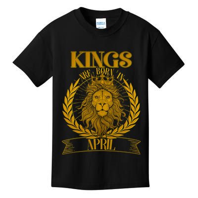 Vintage Lion Kings Are Born In April Kids T-Shirt
