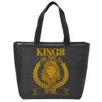 Vintage Lion Kings Are Born In April Zip Tote Bag