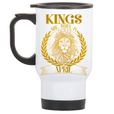 Vintage Lion Kings Are Born In April Stainless Steel Travel Mug