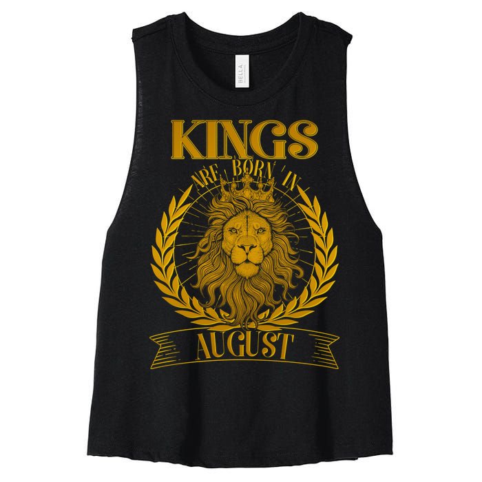 Vintage Lion Kings Are Born In August Women's Racerback Cropped Tank