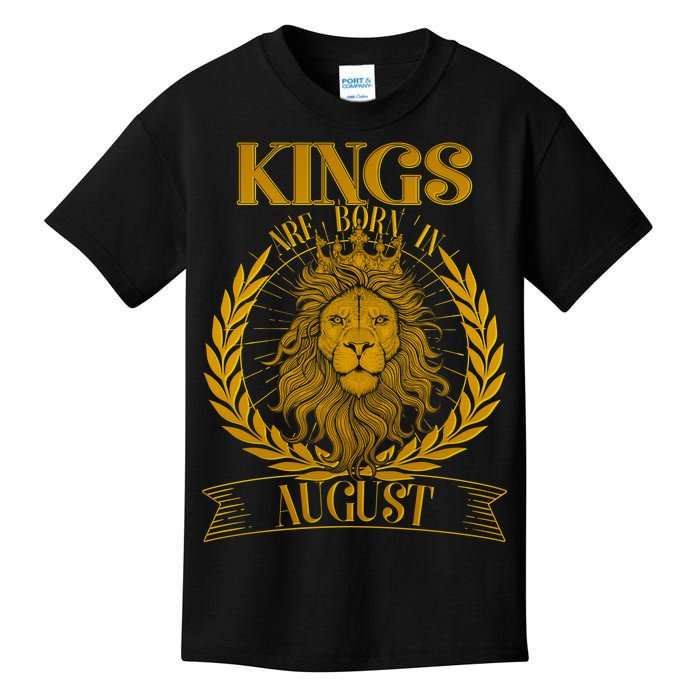 Vintage Lion Kings Are Born In August Kids T-Shirt